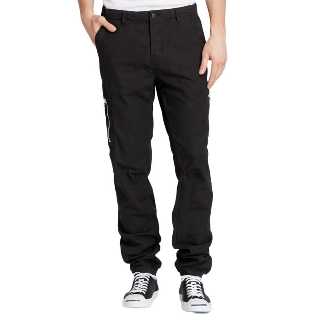 J Brand Frye Flight Pant Relaxed Fit Mid Rise Zip Pockets Cotton Black 30